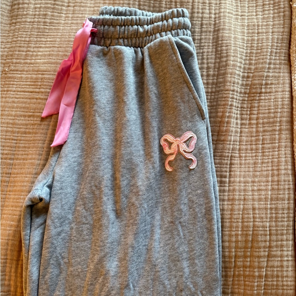LoveShackFancy x PINK Victoria's Secret Gray Joggers with Pink Bow
